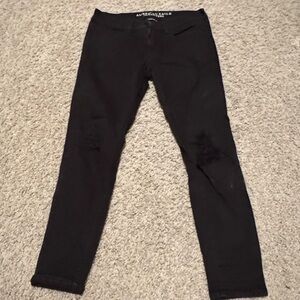 American Eagle Super Stretch black distressed skinny jeans